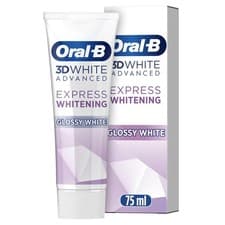 Image of Oral B 3D White Advanced Toothpaste Express Whitening Glossy White 75ml