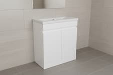 Image of 700mm Vanity Unit High Gloss White Handleless Bathroom Sink Cabinet