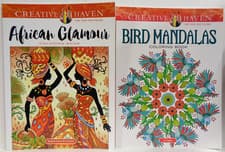 Image of CREATIVE HAVEN COLORING BOOK SET: AFRICAN GLAMOUR & BIRD MANDALAS