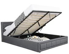 Image of Modern Grey Fabric Ottoman Storage Bed Frame, All Sizes UK Standard End Liftup