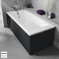 Image of Nuie Soft Black Straight Bath Panels with Plinth Moisture Resistant MFC Bathroom