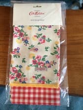 Image of Cath Kidston Summer Floral/Gingham Pack of two tea towels BNWT🍓🍓