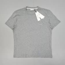 Image of Calvin Klein Mens T Shirt Grey Large Core Chest Logo Cotton Tee Short Sleeves