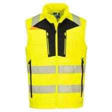 Image of Portwest DX4 Hi Vis Hybrid Baffle Bodywarmer Sleeveless Softshell Gilet DX479