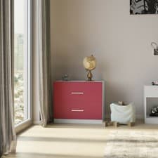 Image of Orlando 2 Drawer Wooden Kids Bedroom Chest Cabinet Modern Storage Cupboard Wide