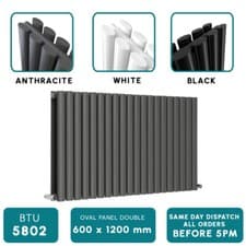 Image of Vertical Designer Radiator Oval Column Tall Upright Central Heating Radiators UK