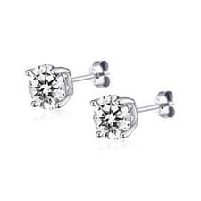 Image of Sterling Silver 6mm Round Earrings Created with Zircondia® Crystals