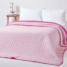 Image of 100% Cotton Reversible Twin Colour Quilted Bedspread Washable Bedding Sofa Throw