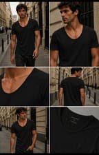 Image of All Saints Men’s Black Scoop Tonic Neck T-Shirt. Various Sizes BNWT