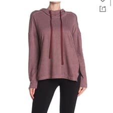 Image of NWT MAX STUDIO Striped Hooded High/low Tunic In Burgn509 XS