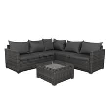 Image of 5 Seater Rattan Furniture Set Lounge Corner Sofa Set Table w/ Cover Garden Patio