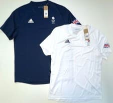 Image of Adidas Training Shirt Team GB Tech Olympic Jersey White Blue XS S M L XL 2XL 3XL