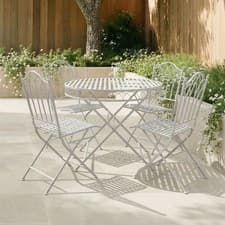 Image of Grey Decorative Rustic Metal 4 Seater Garden Bistro Set