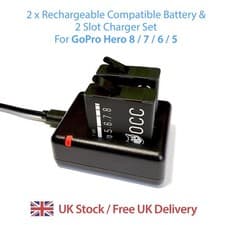Image of 2 x Rechargeable Battery & 2 Slot Charger Set for_GOPRO Hero 5 / 6 / 7 / 8