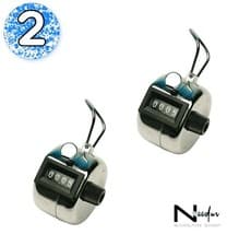 Image of 2 pcs Q-Connect Tally Counter Chrome Four-digit counter 0 to 9999, Hand Held New