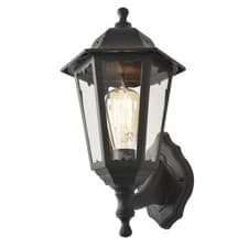 Image of Litecraft Neri Wall Light Outdoor Traditional Style IP44 Rated Lantern - Black