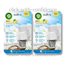 Image of 2 x Air Wick Crisp Linen & Lilac Scented Oil Fragrance Diffuser+Refill 19ml