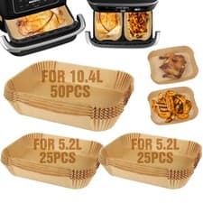 Image of 100X Air Fryer Disposable Paper Liners.Non-Stick Parchment For AF500UK 10.4+5.2L