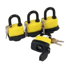 Image of 4 x 40mm KEYED ALIKE WATER RESISTANT PLASTIC COVERED HEAVY DUTY STEEL PADLOCKS