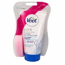 Image of Veet In Shower Full Body Hair Removal Cream for Sensitive Skin 150ml with Sponge