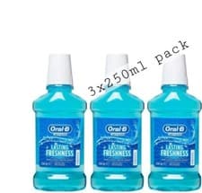 Image of 3 x Oral-B Complete Mouthwash Arctic Mint 250ml | Fresh Breath | 3x250ml Pack