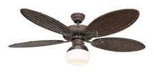Image of Tropical style Ceiling fan with Light Classic Royal Brown Cane Indoor Fan 132 cm