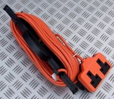 Image of 15 METRE MAINS EXTENSION LEAD TWIN 13 AMP HI VIS ORANGE CABLE & SOCKET 230V 240V