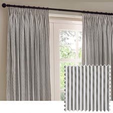 Image of Yard Hebden Striped 100% Cotton Pencil Pleat Curtain Pair | Various Colours