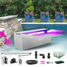 Image of Longrun Waterfall Pool Fountain, 30cm Pond Waterfall Cascade, Stainless Steel