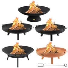 Image of Large Fire Pit Bowl Outdoor Patio Camping Cast Iron Log Burner Heater Garden