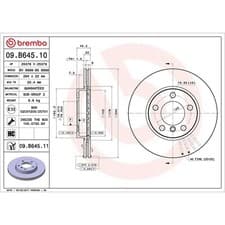 Image of Brembo Prime Line UV Coated Vented Brake Disc Pair - 09.B645.11 Fits Mini