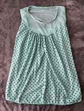 Image of Aqua Polka Dot Sheer Mesh Tank Top with Rhinestone Neckline Size M