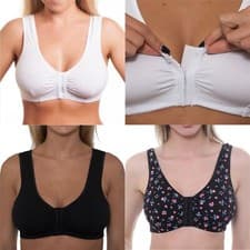 Image of Front Fastening Bra Non Wired Unpadded Soft Stretch Cotton 34B-48DD
