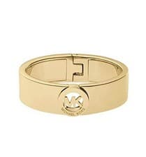 Image of NEW MICHAEL KORS FULTON GOLD TONE,OVAL HINGE BANGLE BRACELET BANGLE MKJ2925