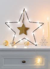 Image of Metal Christmas Silhouette Star Festive LED String Lights Battery Powered
