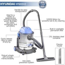 Image of Hyundai 1200W 25L 16kpa 3-In-1 Wet and Dry Vacuum Cleaner | HYVI2512