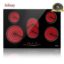 Image of IsEasy 77cm Black 5 Zone Frameless Touch Control Electric Ceramic Hob, 8600W