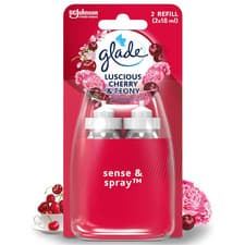 Image of Glade Sense & Spray Luscious Cherry & Peony Air Freshener Refill Duo (2 x 18ml)