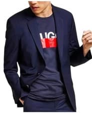 Image of Hugo Boss Mens Slim fit Suit Jacket Blazer 36 R Navy Blue Solid Stretch Wool