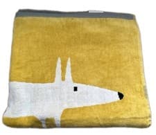Image of Scion NEW Mr Fox Bath Towel 100% Cotton Mustard Yellow White Grey 70x130cm 