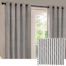 Image of Yard Hebden Striped 100% Cotton Eyelet Curtain Pair | Various Colours