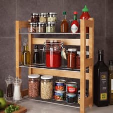 Image of 3 Tier Free Standing Spice & Herb Rack Jar Holder Organiser Storage Buckingham
