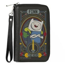 Image of PU Zip Around Wallet Rectangle Adventure Time FINN THE HERO Pose and (US IMPORT)