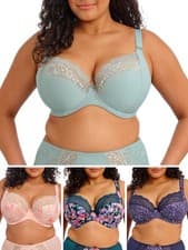 Image of Elomi Lucie Bra Plunge Wired Three Section Stretch Lace Bras Blush Lingerie