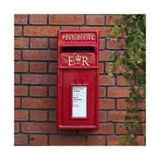 Image of Post Box ER Royal Mail Design Mailbox with Lock Wall Mounted Letterbox Cast Iron