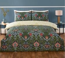 Image of 'HERITAGE FLORA' STUNNING DUVET SET. FULLY REVERSIBLE. NON-IRON. KINGSIZE