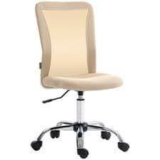Image of Vinsetto Computer Office Chair Armless Adjustable Height & Swivel Wheels Beige