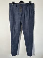 Image of TED BAKER NEW TROUSERS TAYLORT Slim Wool Blend Navy Blue 34 LONG BNWT
