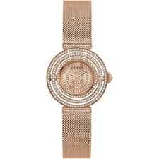 Image of Guess Women's Crystal Dial Rose Gold Tone Steel Mesh Bracelet Watch GW0550L3