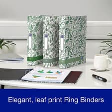 Image of Oxford A4 Ring Binders, Leaves Pattern, 3 Pack of Matte Paper-On-Board, 40 Mm...